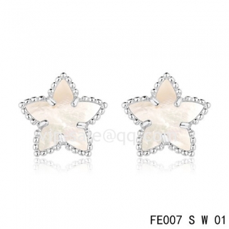 Cheap Van Cleef & Arpels Sweet Alhambra Star White Earrings,White Mother-Of-Pearl